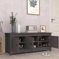 Thumbnail for Schuhschrank Grau 110x38x45,5 cm Massivholz Kiefer