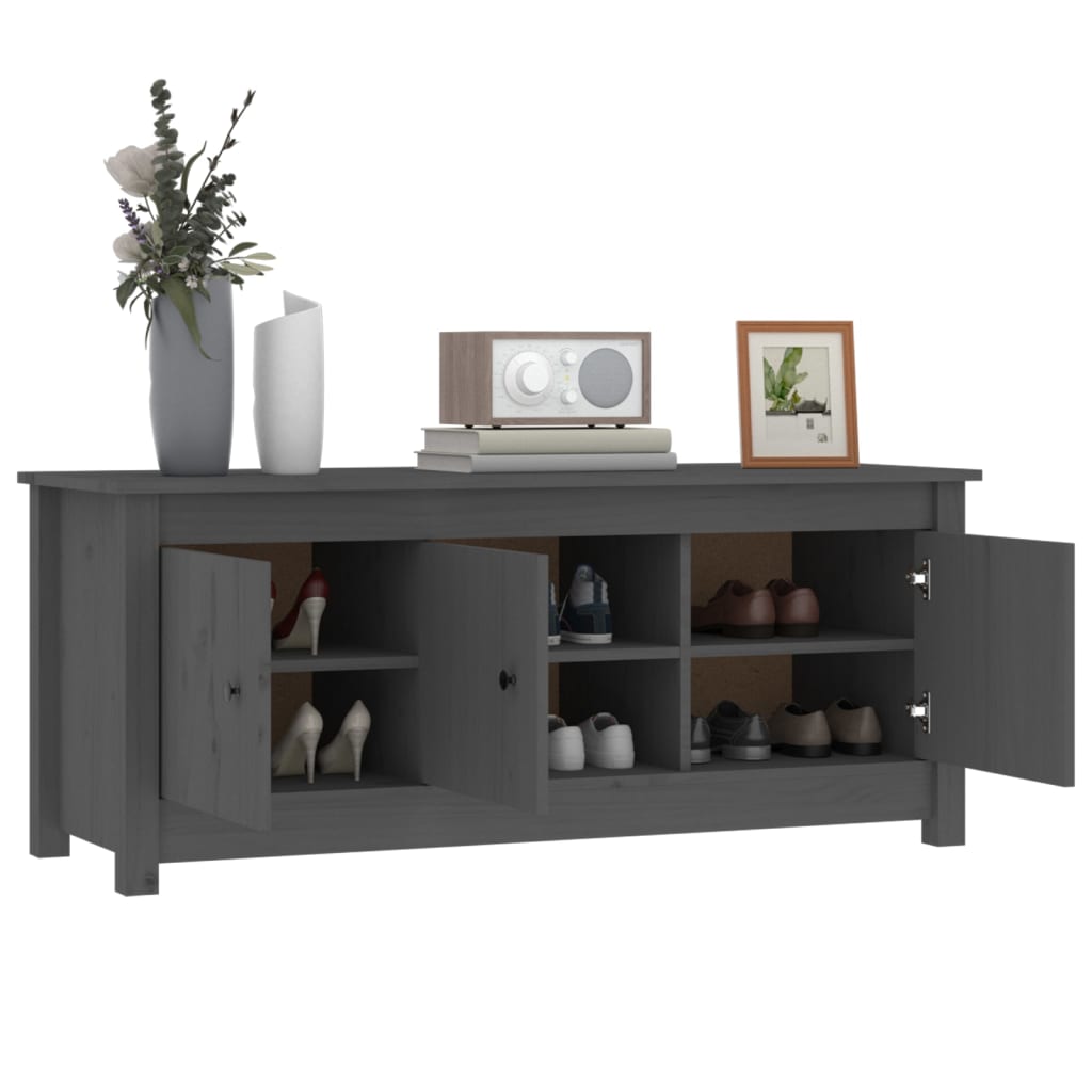 Schuhschrank Grau 110x38x45,5 cm Massivholz Kiefer