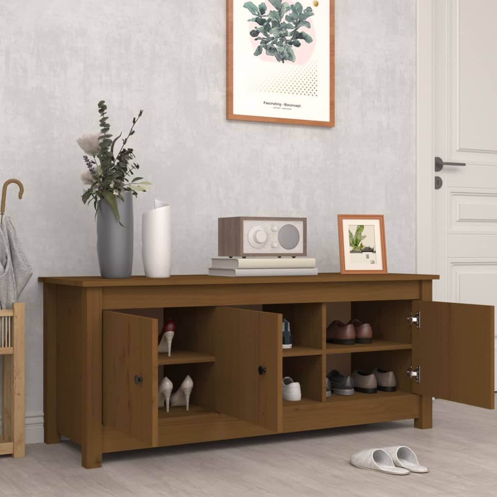 Schuhschrank Honigbraun 110x38x45,5 cm Massivholz Kiefer
