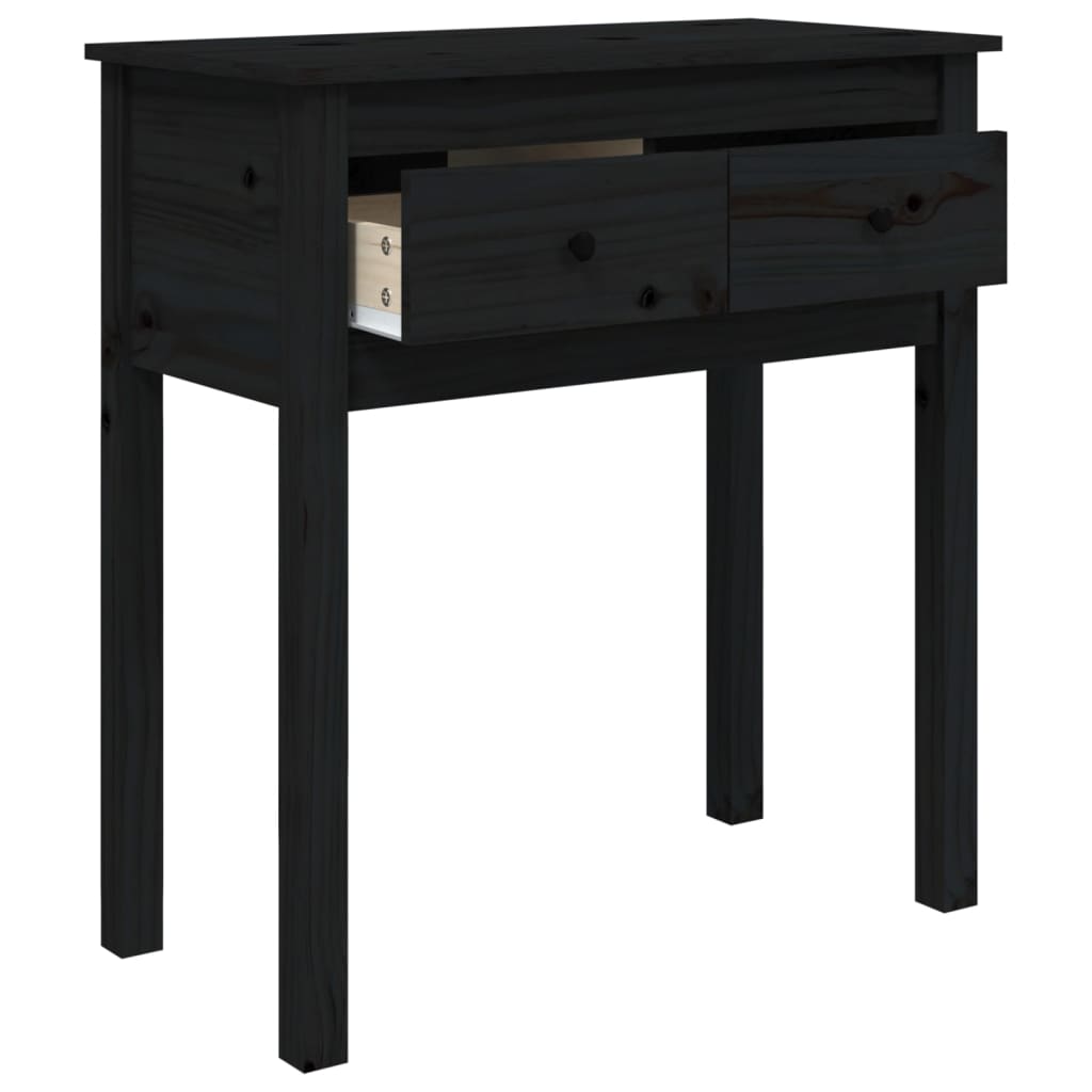 Konsolentisch Schwarz 70x35x75 cm Massivholz Kiefer