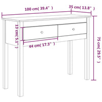 Thumbnail for Konsolentisch Weiß 100x35x75 cm Massivholz Kiefer