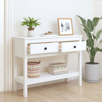 Thumbnail for Konsolentisch Weiß 100x35x75 cm Massivholz Kiefer