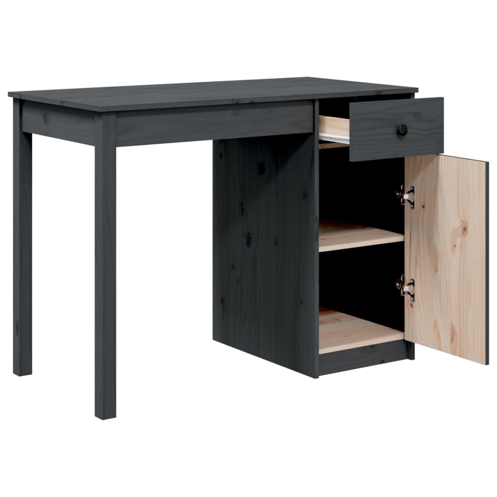 Schreibtisch Grau 100x50x75 cm Massivholz Kiefer
