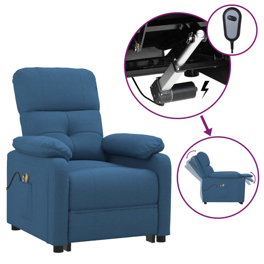 Elektrischer Massagesessel Blau Stoff