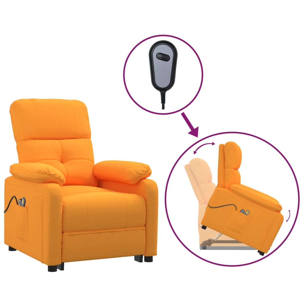 Massagesessel mit Aufstehhilfe Dunkelgelb Stoff