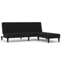 Thumbnail for Schlafsofa 2-Sitzer mit Hocker Schwarz Mikrofasergewebe