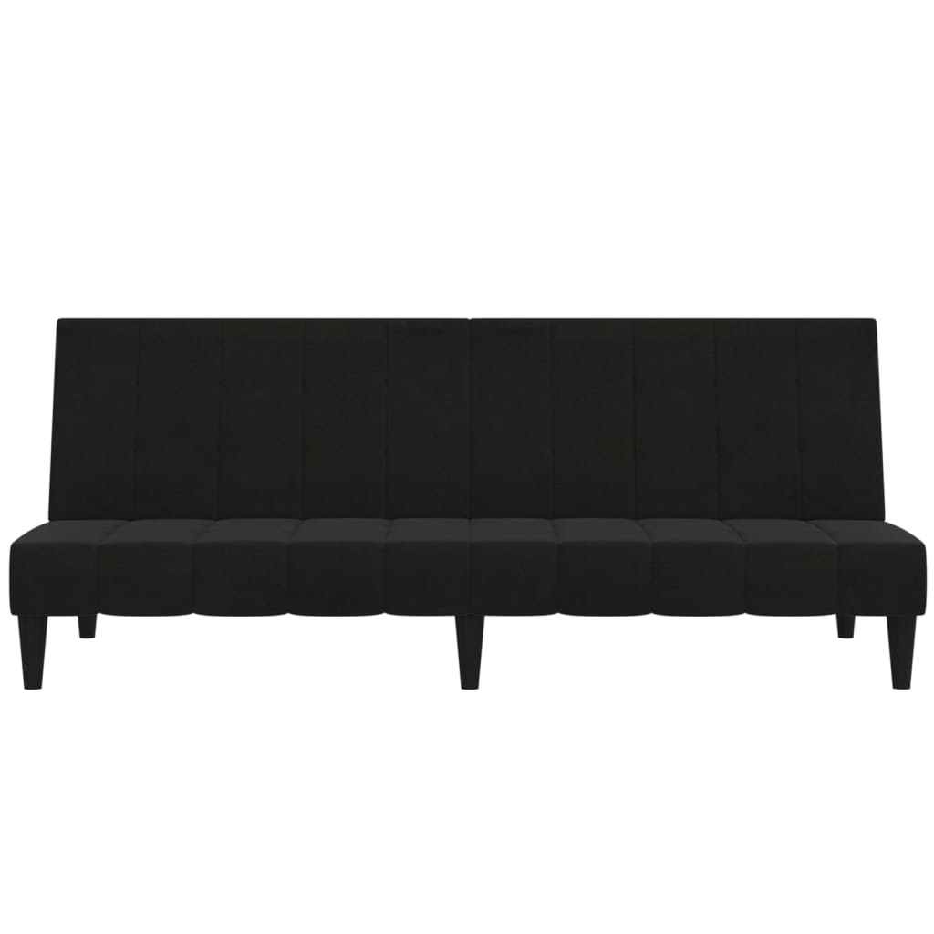 Schlafsofa 2-Sitzer mit Hocker Schwarz Mikrofasergewebe