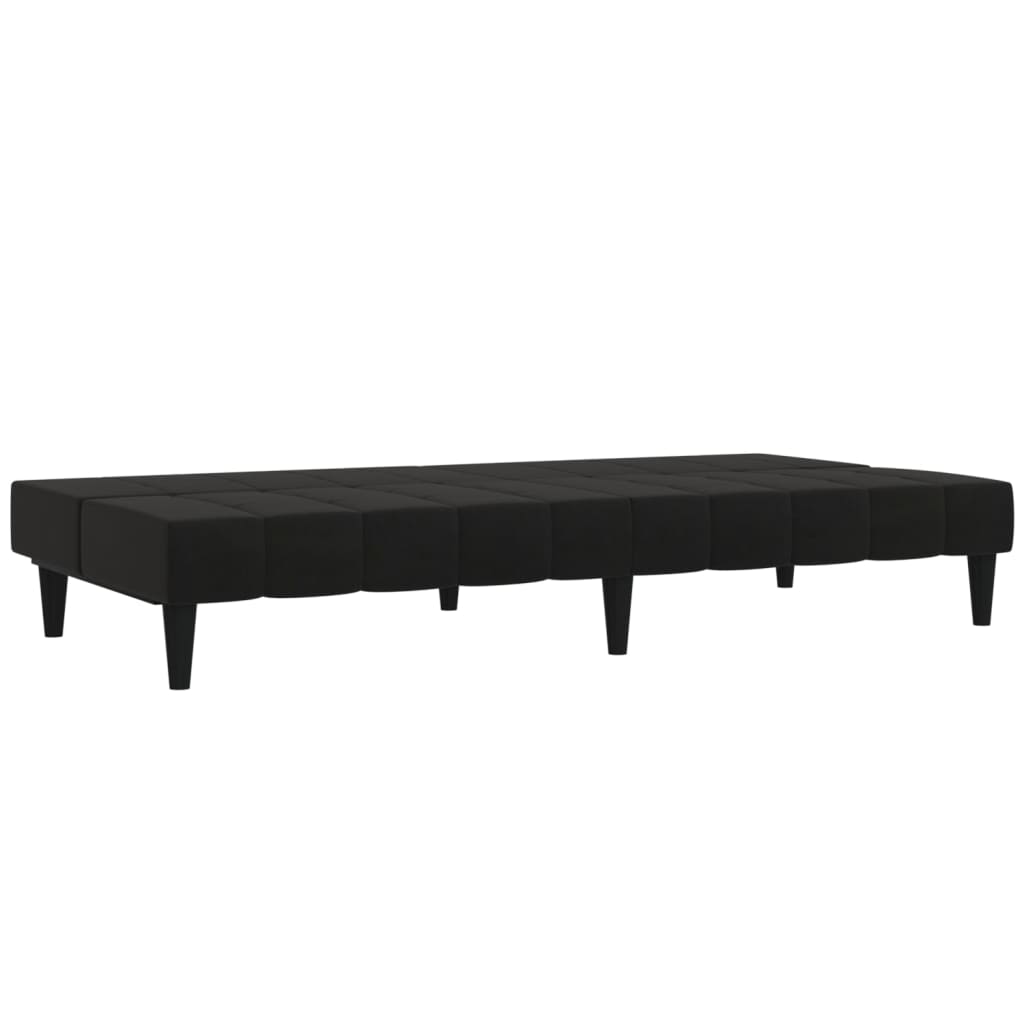 Schlafsofa 2-Sitzer mit Hocker Schwarz Mikrofasergewebe