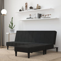 Thumbnail for Schlafsofa 2-Sitzer mit Hocker Schwarz Mikrofasergewebe