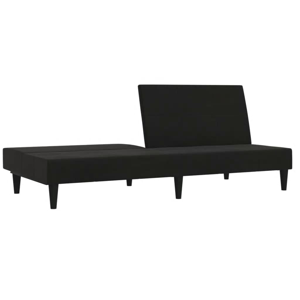 Schlafsofa 2-Sitzer mit Hocker Schwarz Mikrofasergewebe