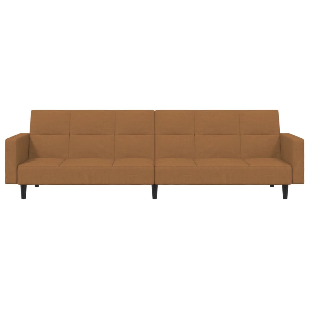 Schlafsofa 2-Sitzer mit Hocker Taupe Mikrofasergewebe