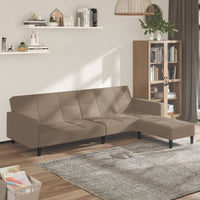 Thumbnail for Schlafsofa 2-Sitzer mit Hocker Taupe Mikrofasergewebe