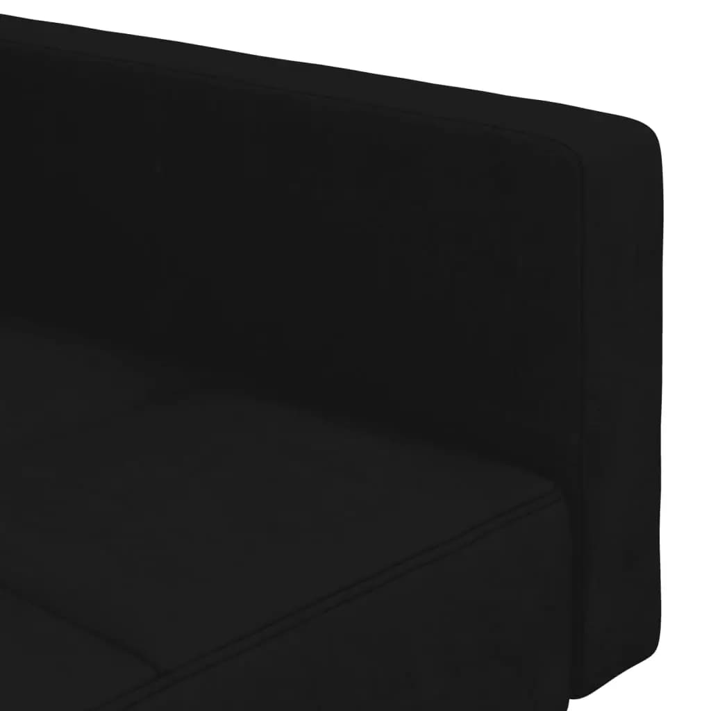 Schlafsofa 2-Sitzer mit Hocker Schwarz Mikrofasergewebe