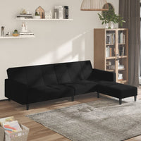 Thumbnail for Schlafsofa 2-Sitzer mit Hocker Schwarz Mikrofasergewebe