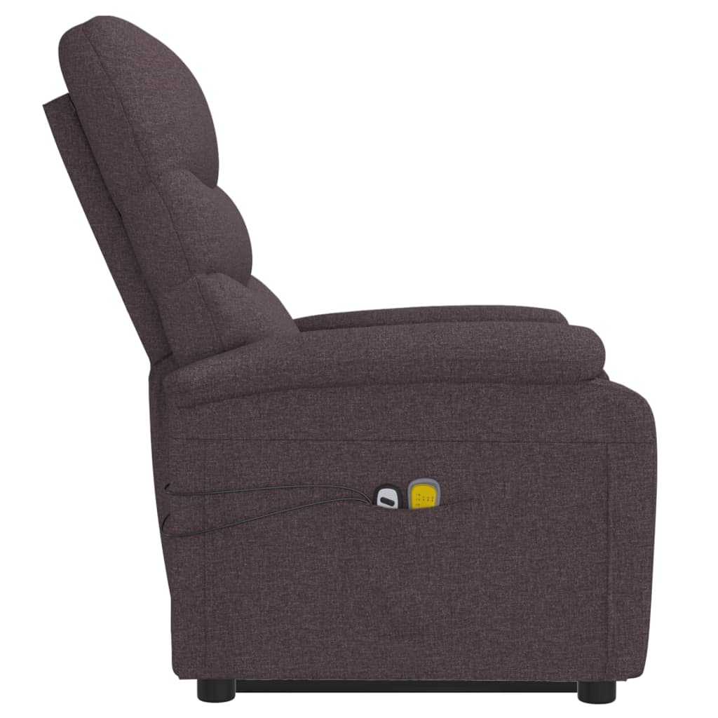 Massagesessel mit Aufstehhilfe Dunkelbraun Stoff