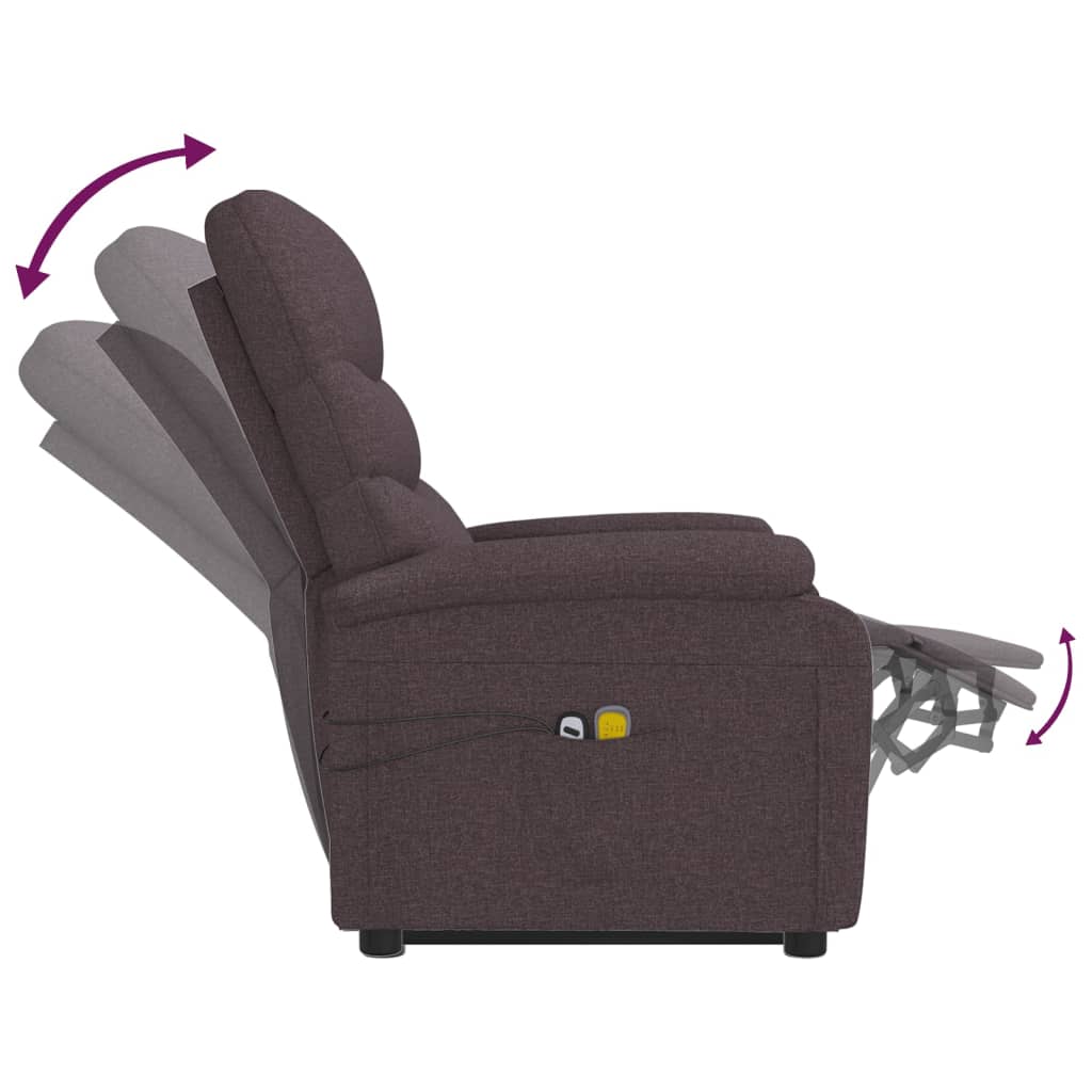 Massagesessel mit Aufstehhilfe Dunkelbraun Stoff