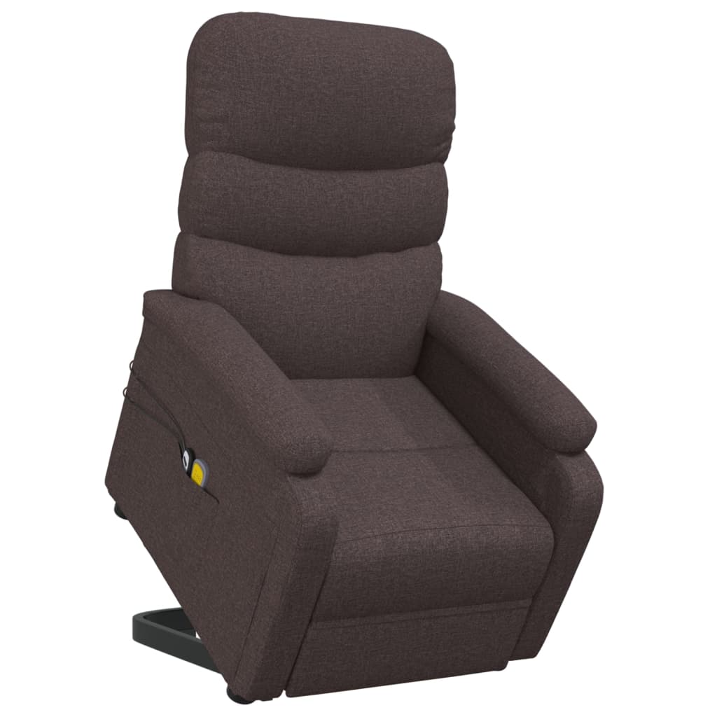 Massagesessel mit Aufstehhilfe Dunkelbraun Stoff