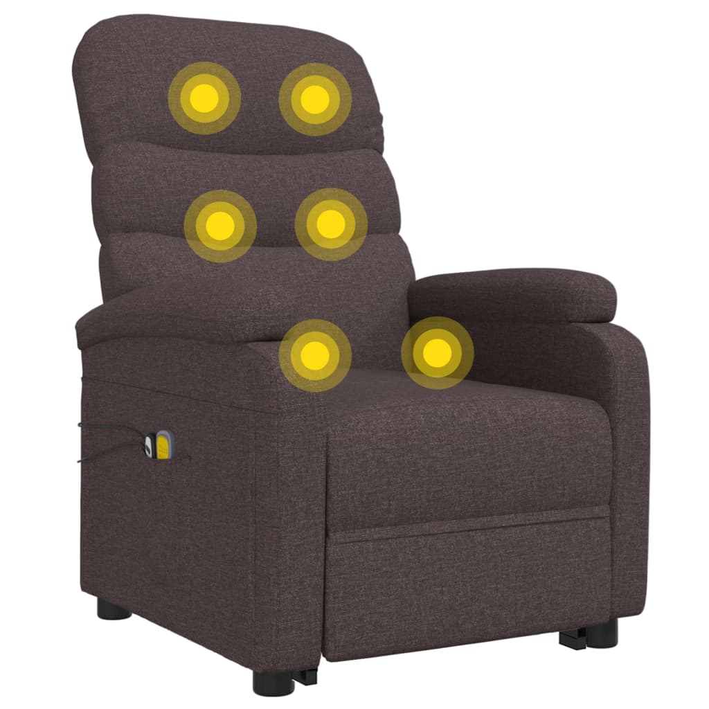 Massagesessel mit Aufstehhilfe Dunkelbraun Stoff