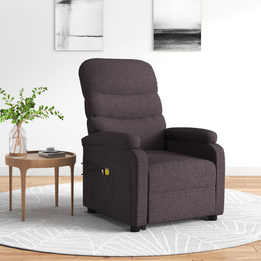 Massagesessel mit Aufstehhilfe Dunkelbraun Stoff