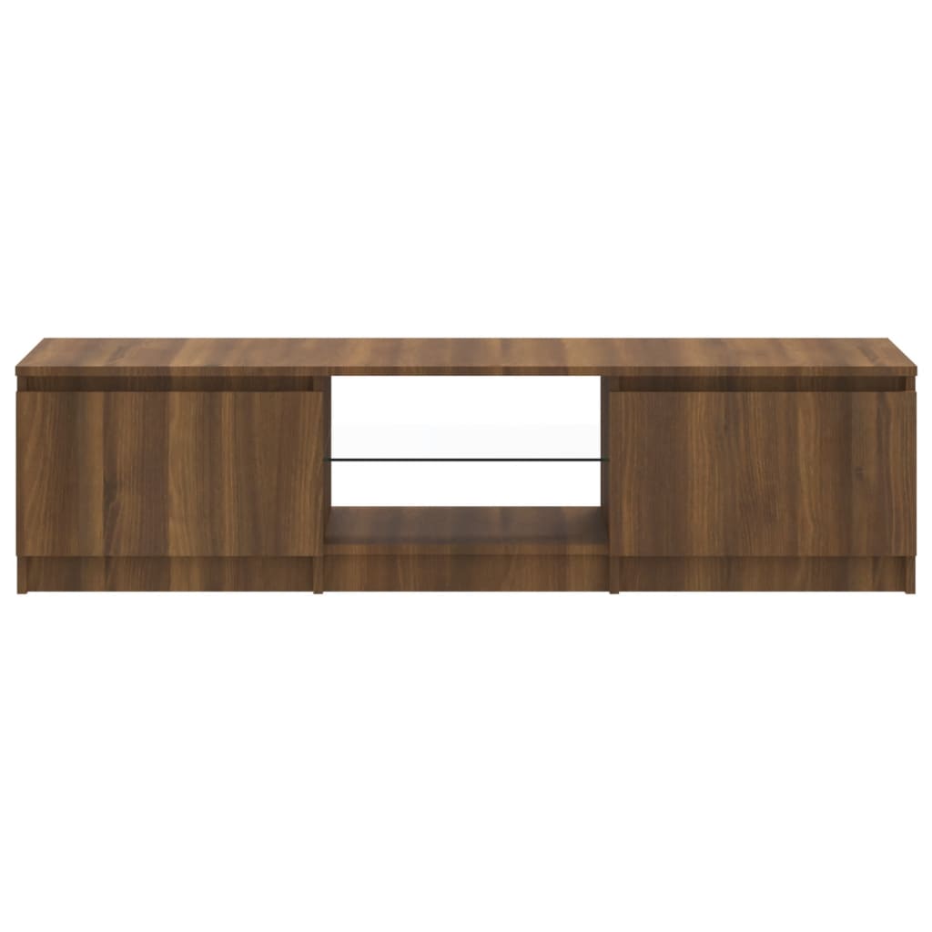 TV-Schrank mit LED-Leuchten Braun Eichen-Optik 140x40x35,5 cm