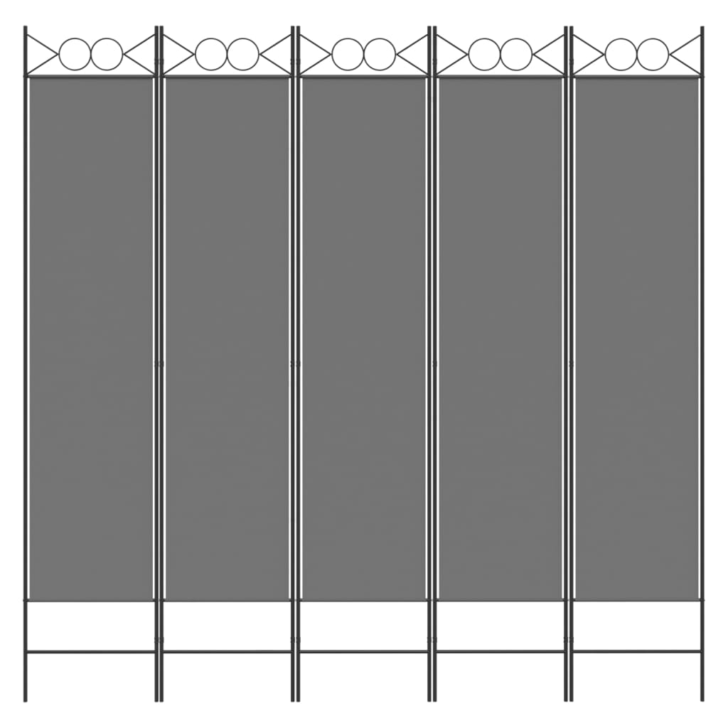 5-tlg. Paravent Anthrazit 200x200 cm Stoff