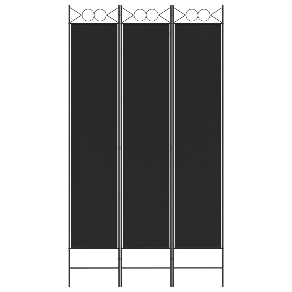 3-tlg. Paravent Schwarz 120x220 cm Stoff