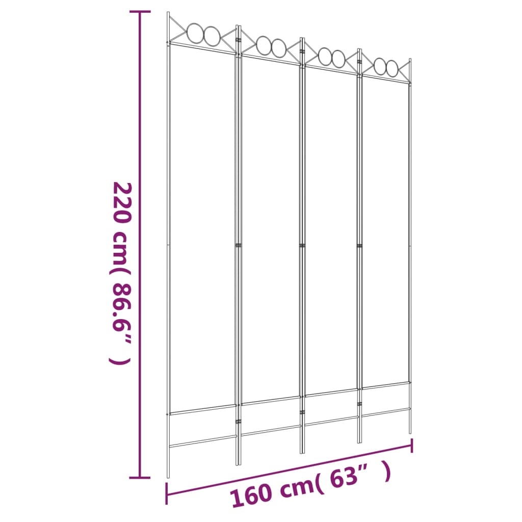 vidaXL 4-tlg. Paravent Braun 160x220 cm Stoff