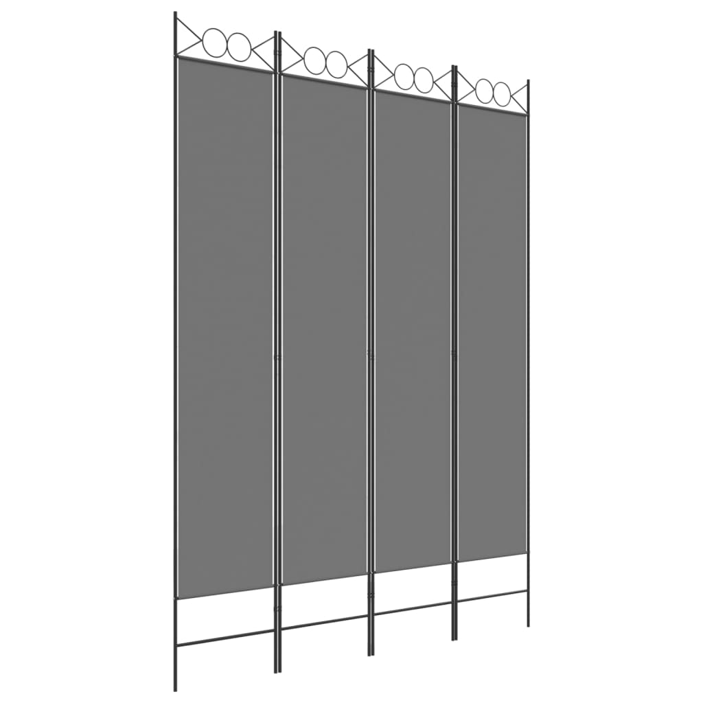 4-tlg. Paravent Anthrazit 160x220 cm Stoff