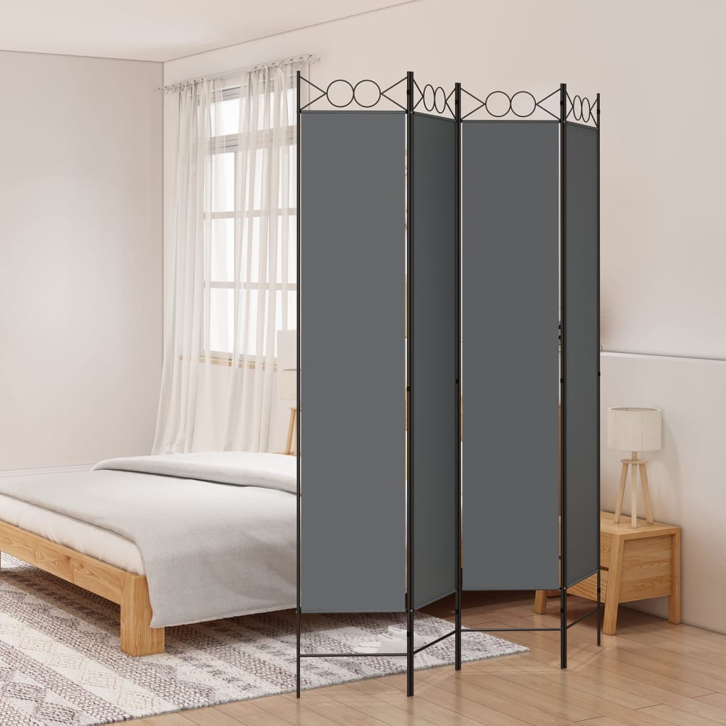 4-tlg. Paravent Anthrazit 160x220 cm Stoff