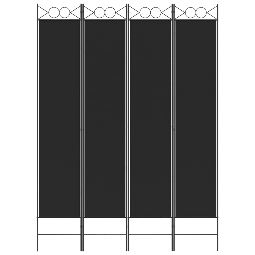 vidaXL 4-tlg. Paravent Schwarz 160x220 cm Stoff