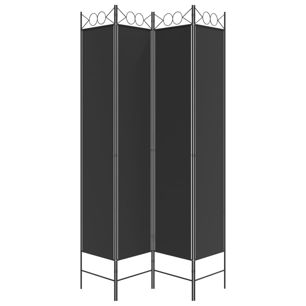 vidaXL 4-tlg. Paravent Schwarz 160x220 cm Stoff