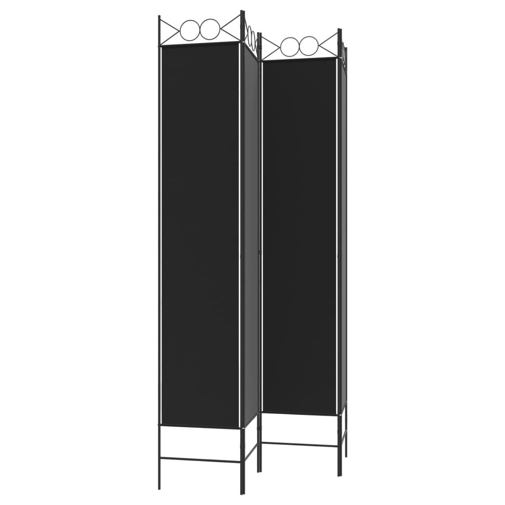 vidaXL 4-tlg. Paravent Schwarz 160x220 cm Stoff
