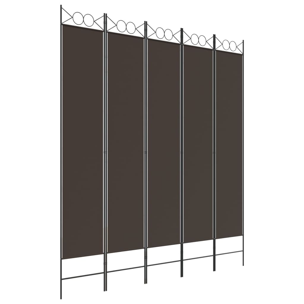 vidaXL 5-tlg. Paravent Braun 200x220 cm Stoff