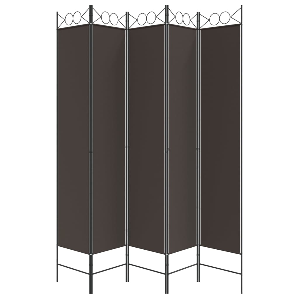 vidaXL 5-tlg. Paravent Braun 200x220 cm Stoff