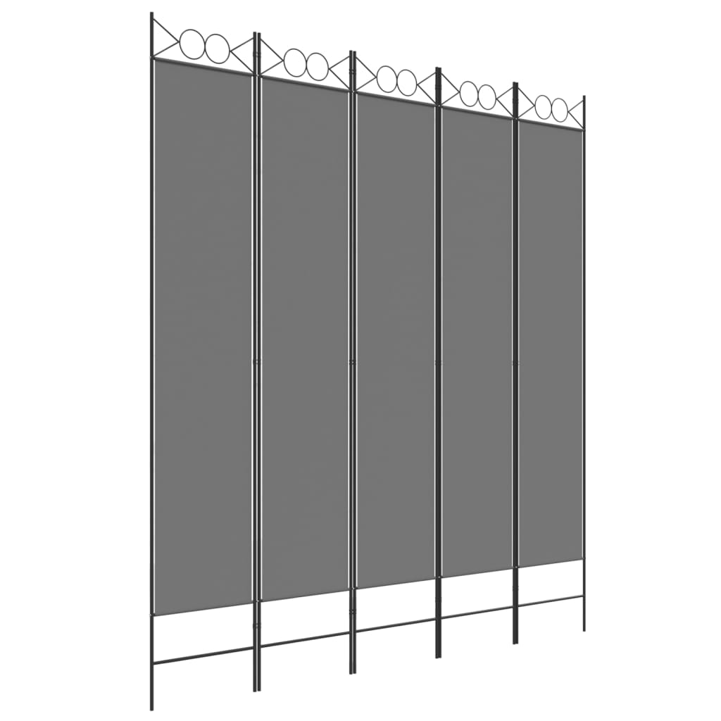 5-tlg. Paravent Anthrazit 200x220 cm Stoff