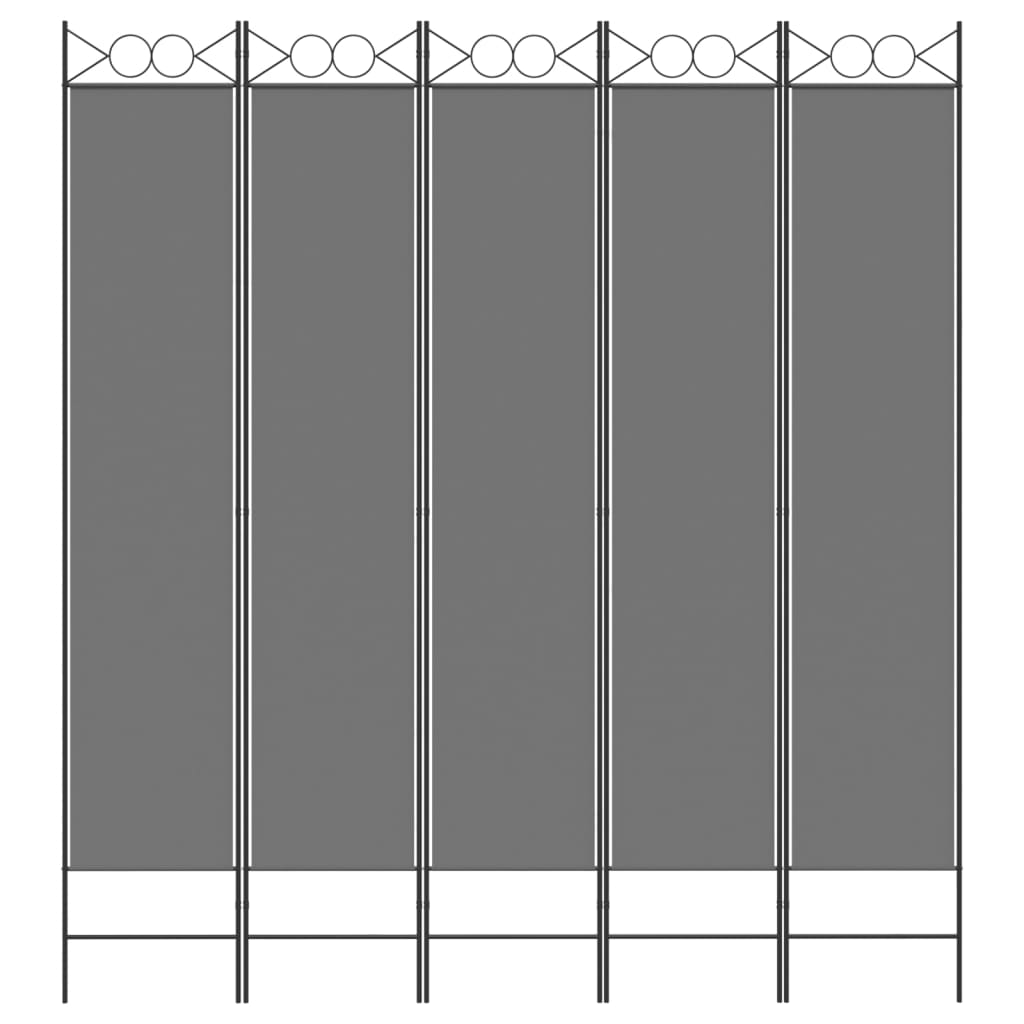 5-tlg. Paravent Anthrazit 200x220 cm Stoff