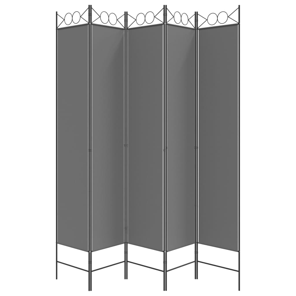 5-tlg. Paravent Anthrazit 200x220 cm Stoff