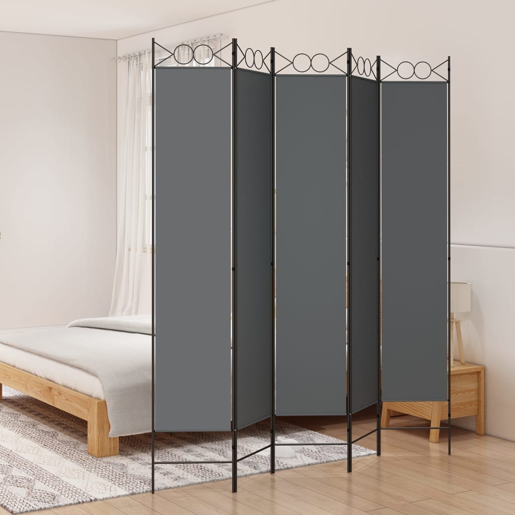 5-tlg. Paravent Anthrazit 200x220 cm Stoff