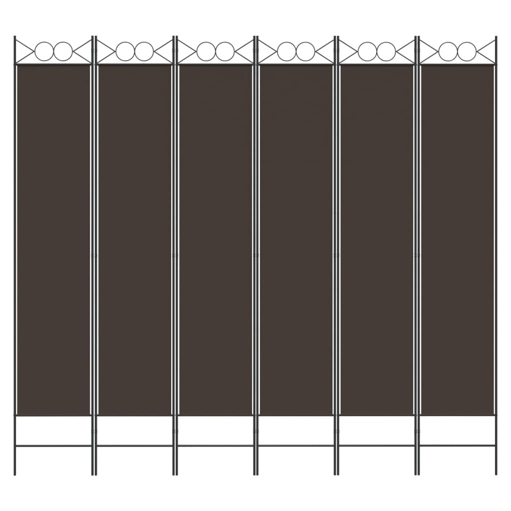 6-tlg. Paravent Braun 200x220 cm Stoff