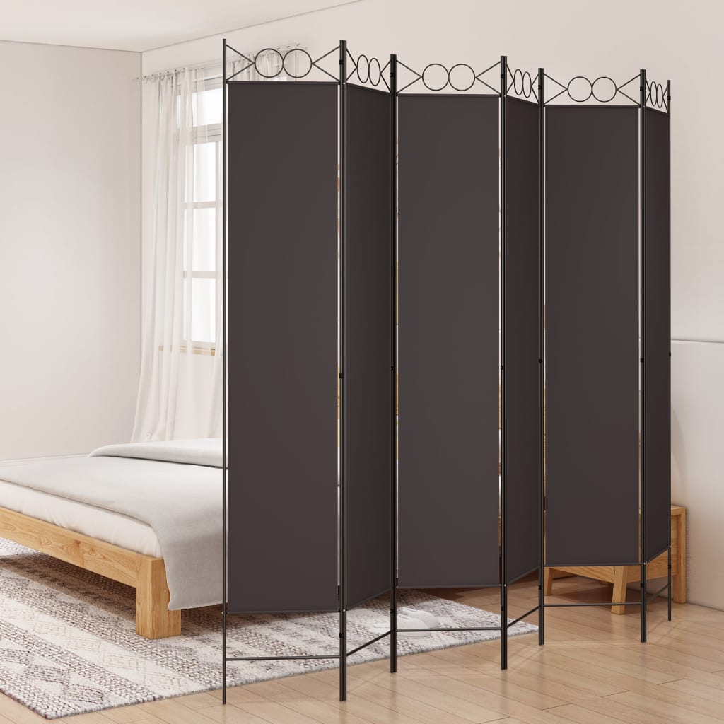 6-tlg. Paravent Braun 200x220 cm Stoff