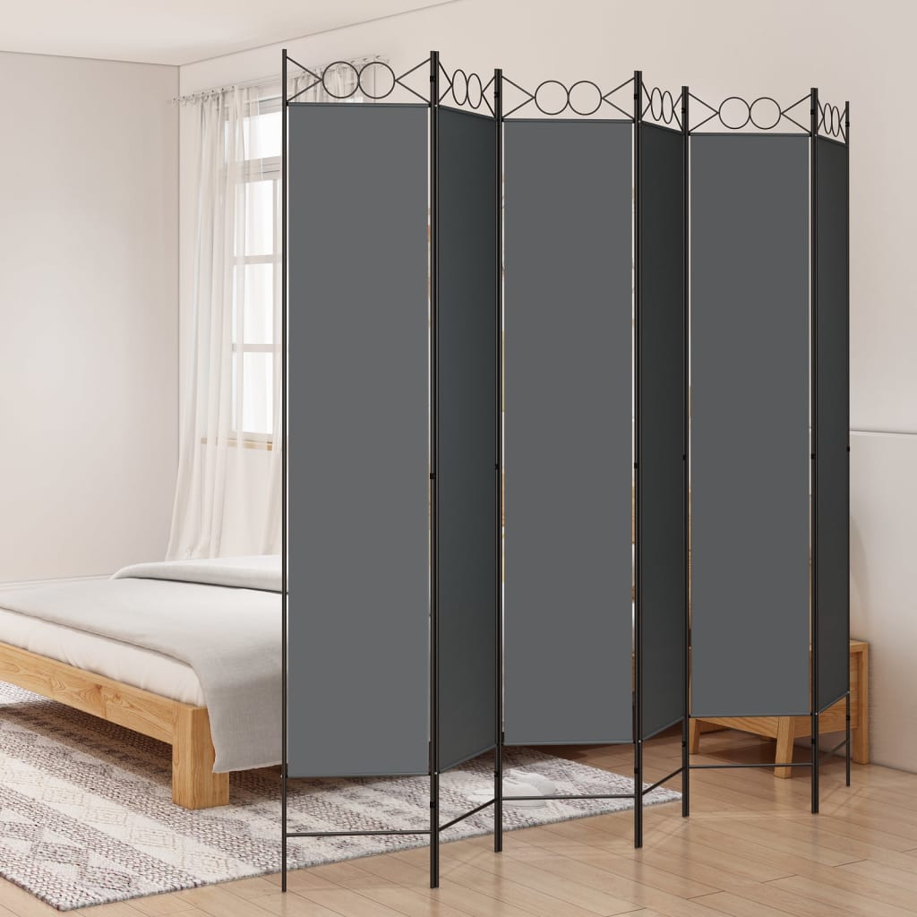 vidaXL 6-tlg. Paravent Anthrazit 240x220 cm Stoff