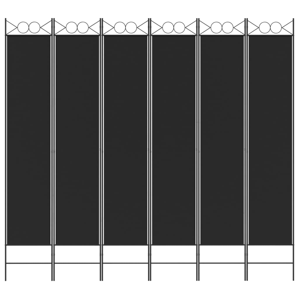 6-tlg. Paravent Schwarz 240x220 cm Stoff