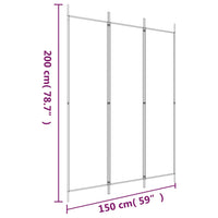 Thumbnail for 3-tlg. Paravent Weiß 150x200 cm Stoff