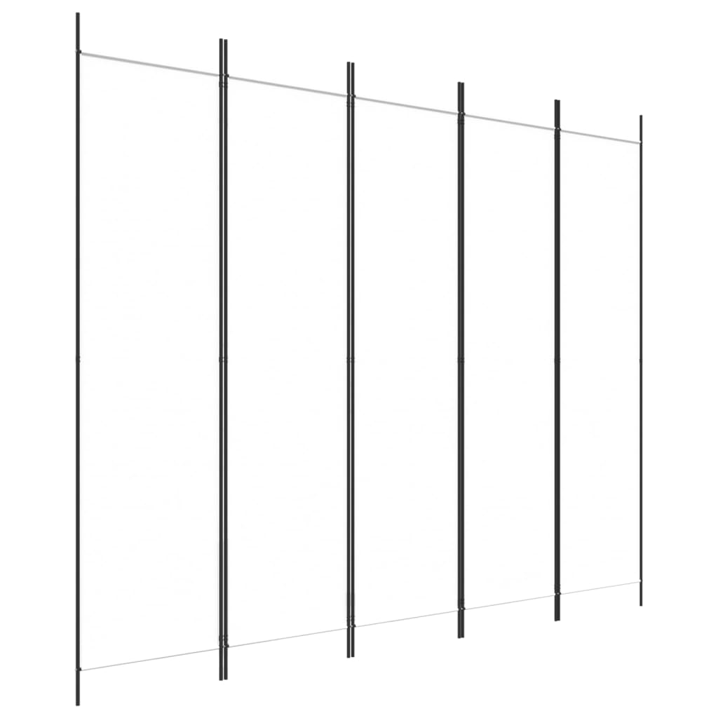 5-tlg. Paravent Weiß 250x200 cm Stoff