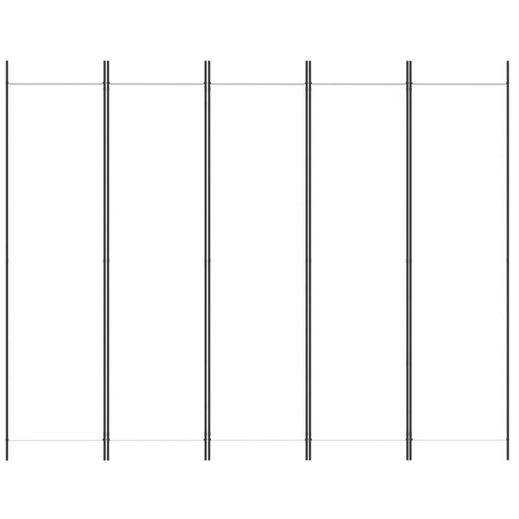5-tlg. Paravent Weiß 250x200 cm Stoff