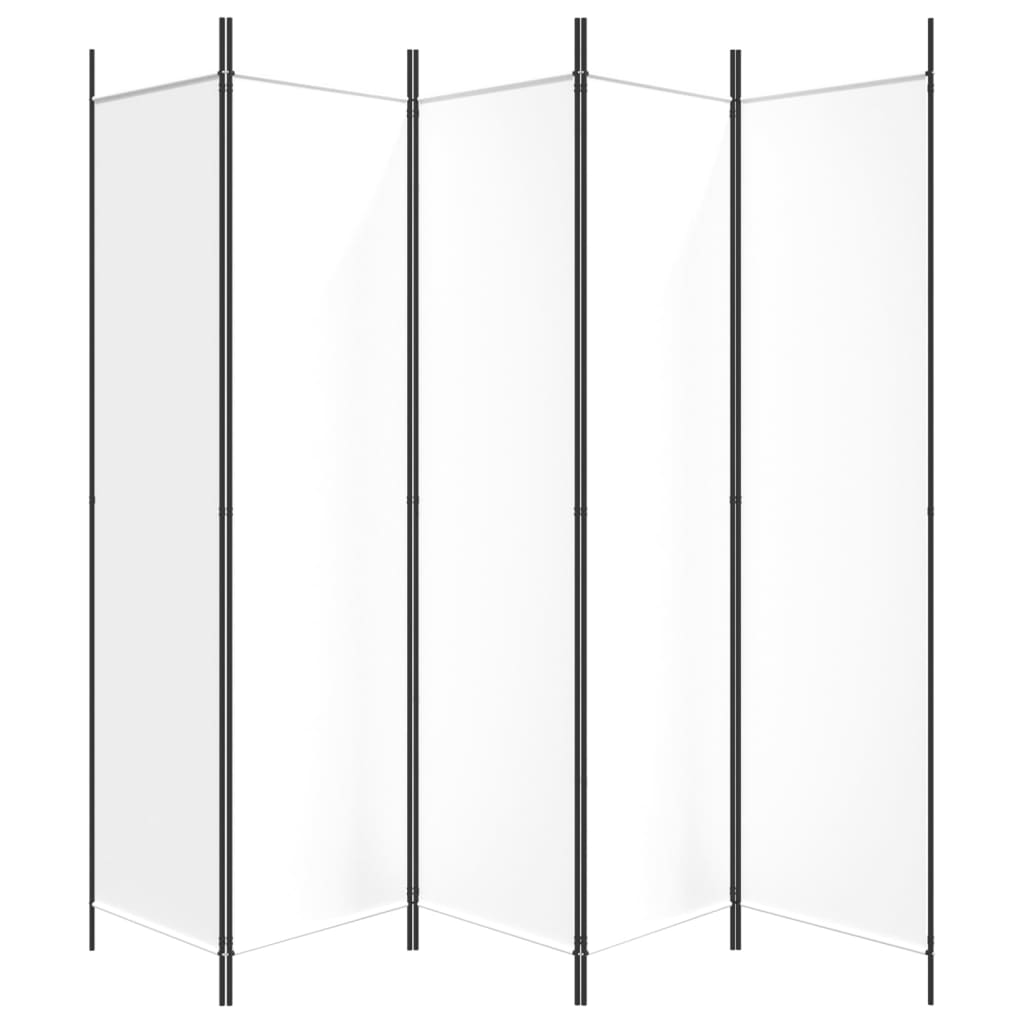 5-tlg. Paravent Weiß 250x200 cm Stoff