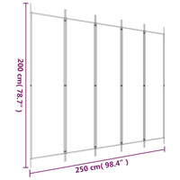 Thumbnail for 5-tlg. Paravent Weiß 250x200 cm Stoff