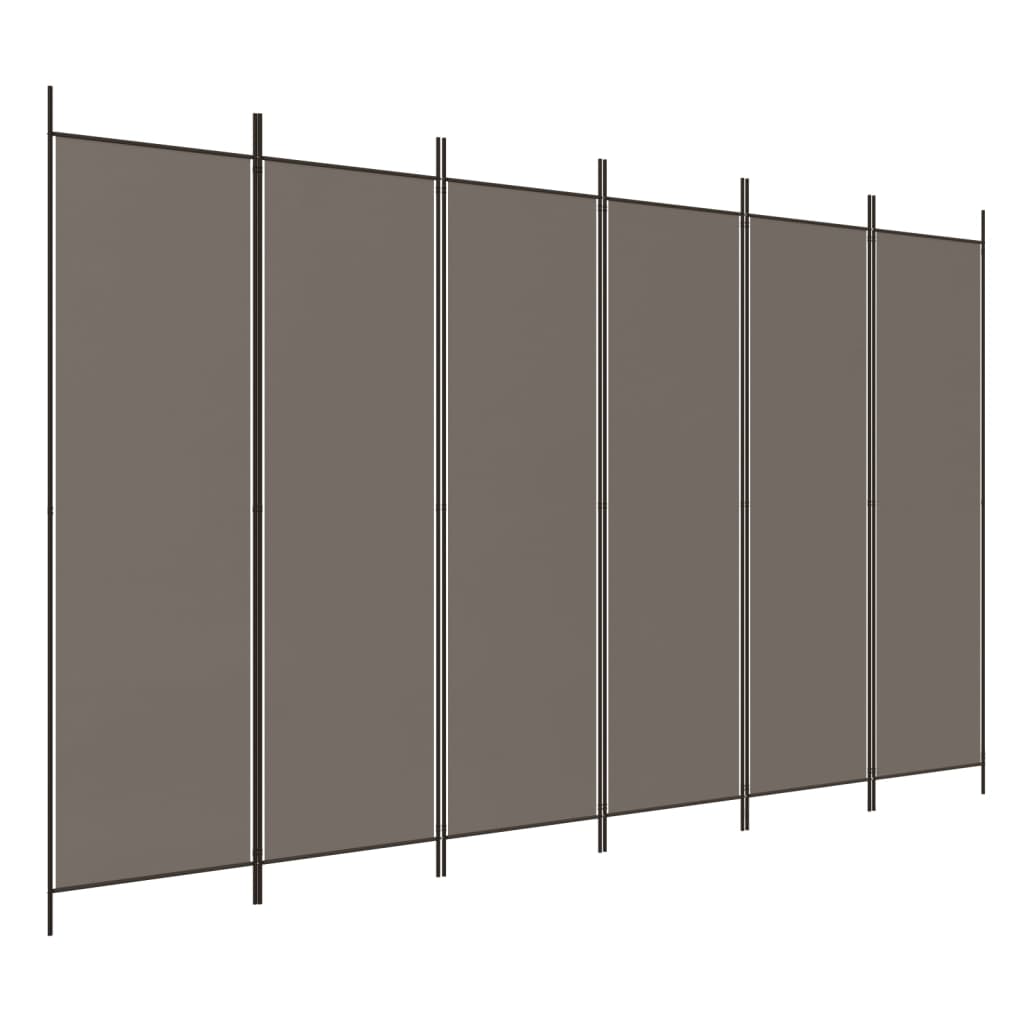6-tlg. Paravent Anthrazit 300x200 cm Stoff
