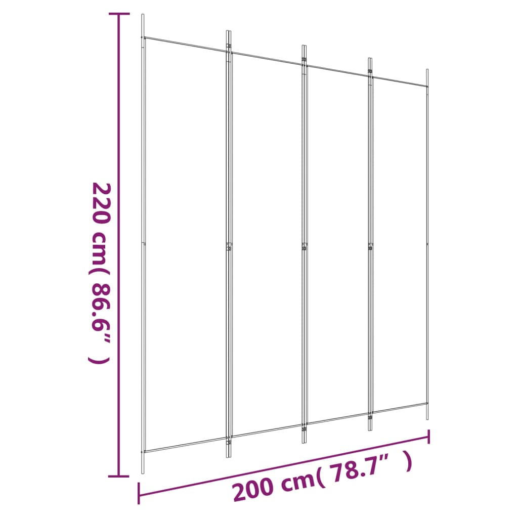 vidaXL 4-tlg. Paravent Braun 200x220 cm Stoff