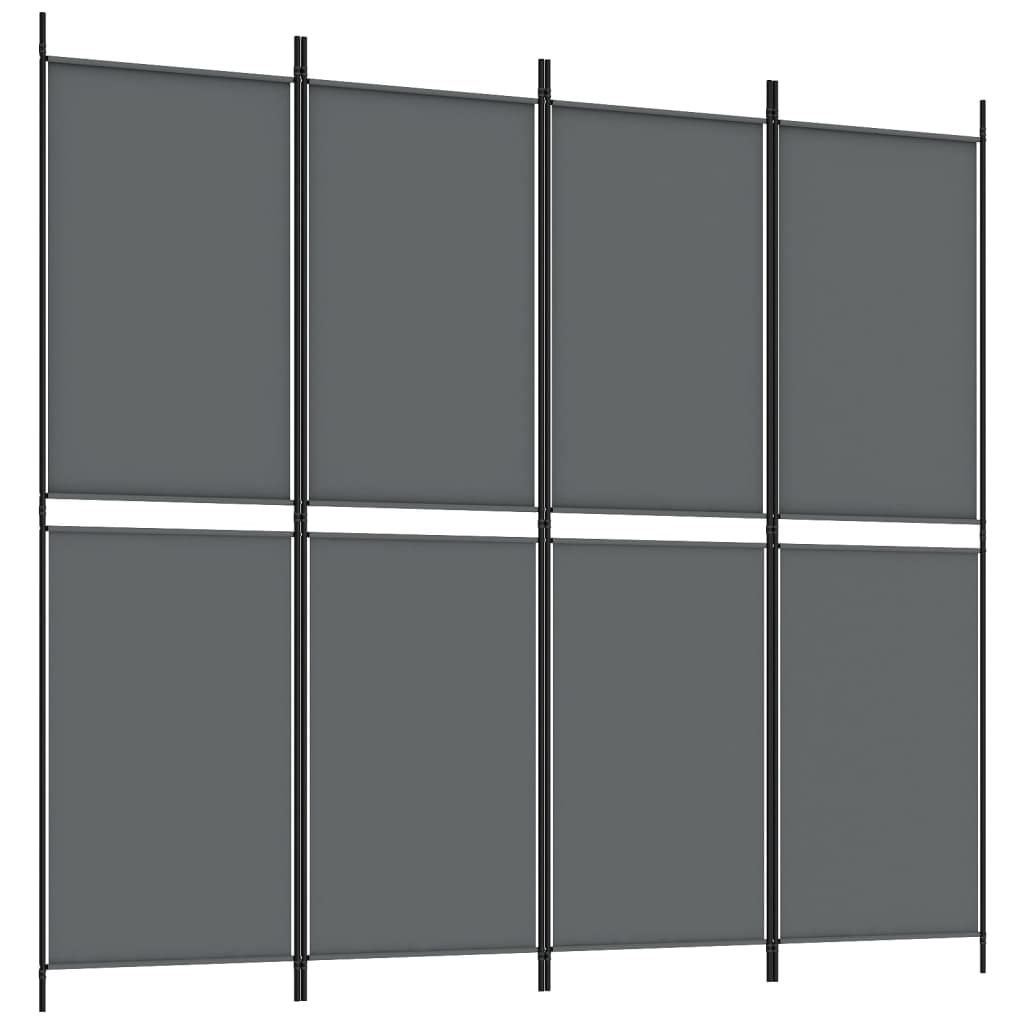 4-tlg. Paravent Anthrazit 200x180 cm Stoff
